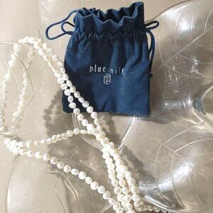 Blue Nile Freshwater Pearl Strand Necklace 52" Long White Beads Elegant Jewelry